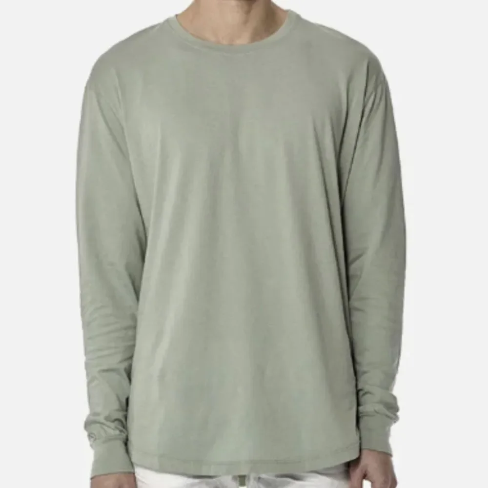 J. Crew Shy Green 100% Cotton Washed Tee Shirt Long Sleeve Crew Neck Man's Sz S